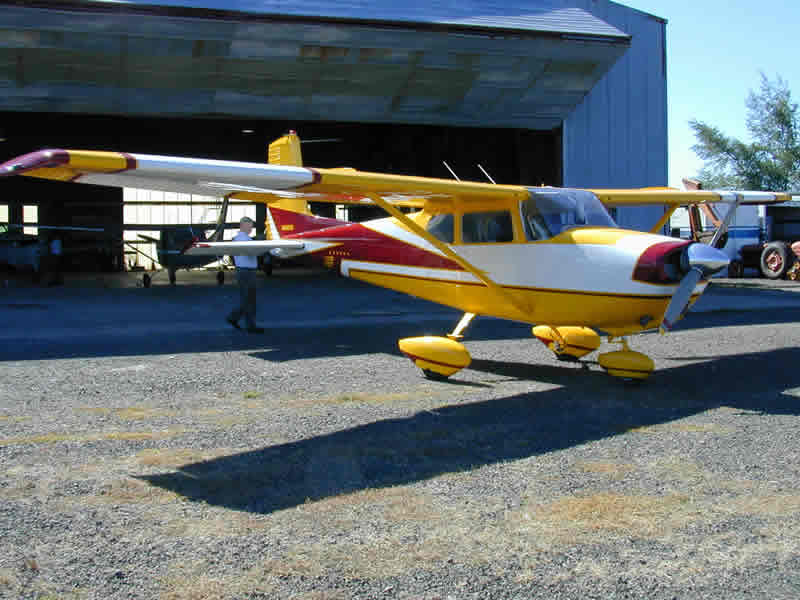 The Cessna with its new paint scheme
